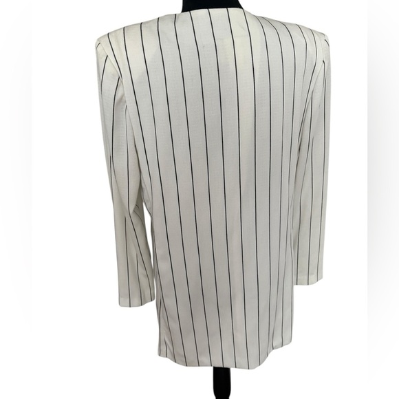Vintage White Pinstripe button down Vest jacket size M - Picture 5 of 16